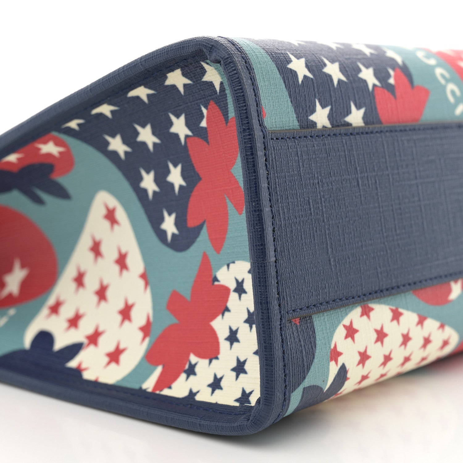 Gucci Coated Canvas Strawberry Stars Childrens Tote Red White Blue 9 of 10