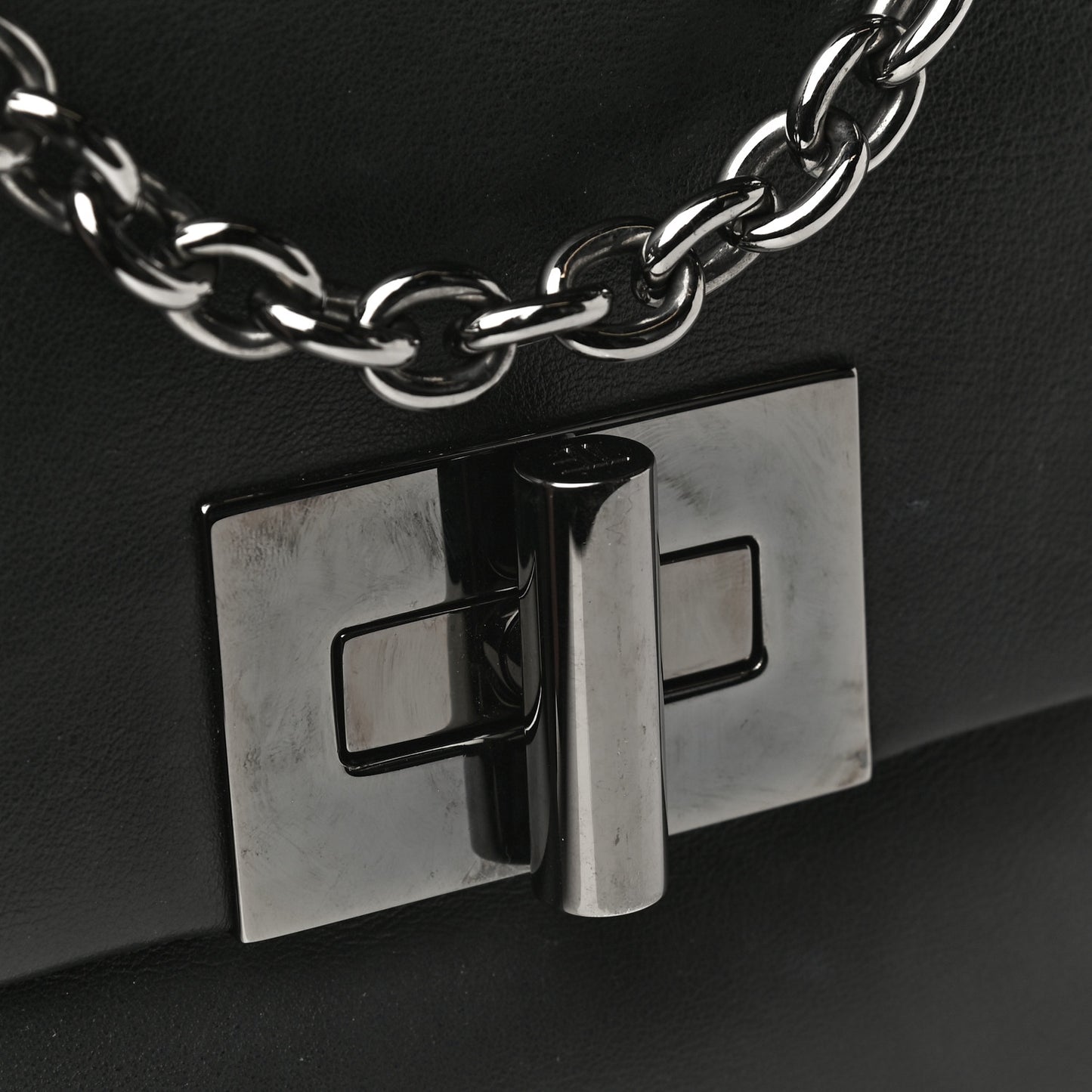 Calfskin Large Natalia Chain Bag Black
