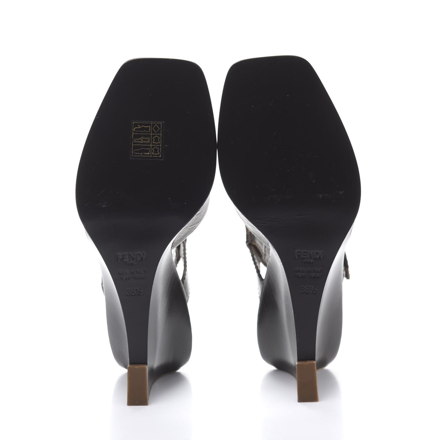 Glazed Fabric FF Wedge Sandals 36.5 Tobacco Moro