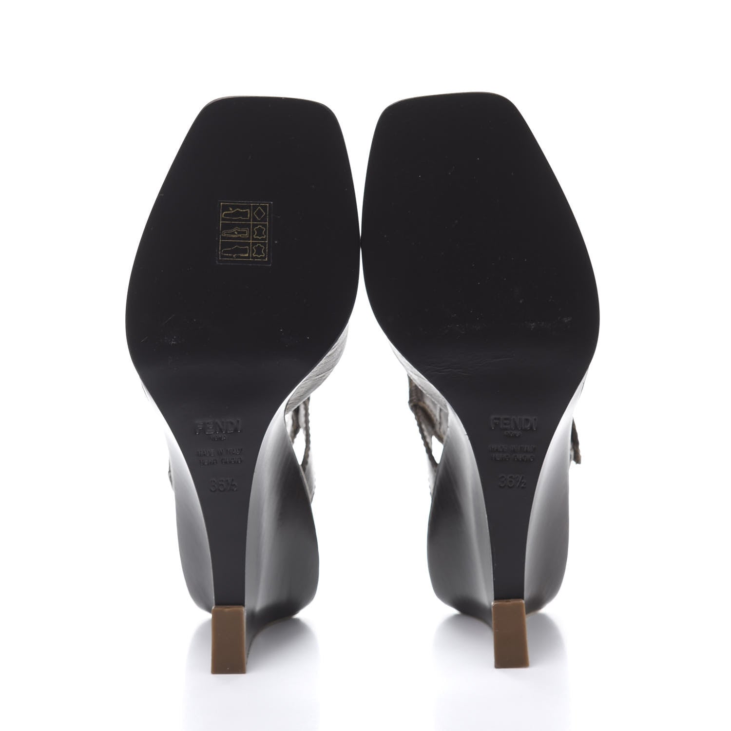 Fendi Glazed Fabric FF Wedge Sandals 36.5 Tobacco Moro 6 of 9