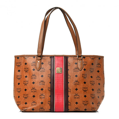 MCM Visetos Crocodile Embossed Medium Liz Shopper Tote Cognac 1 of 4