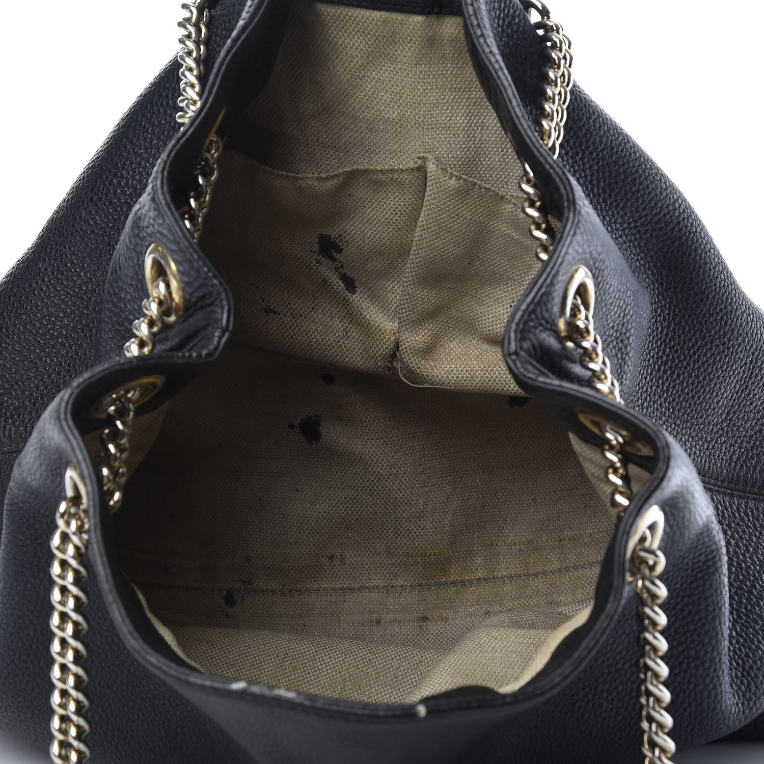 Gucci Pebbled Calfskin Medium Soho Chain Shoulder Bag Black 5 of 10