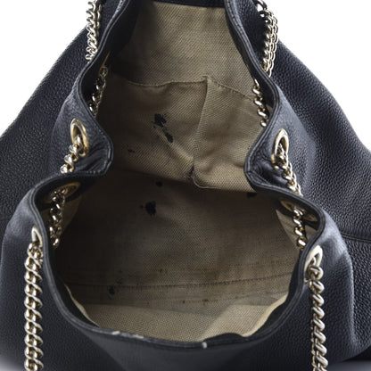 Gucci Pebbled Calfskin Medium Soho Chain Shoulder Bag Black 5 of 10