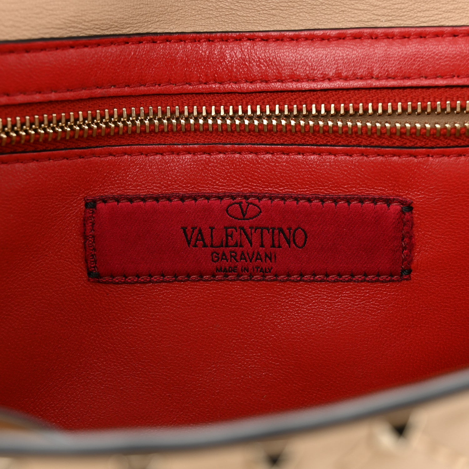 Valentino Garavani Nappa Rockstud Spike Wallet On Chain Camel Rose 6 of 10