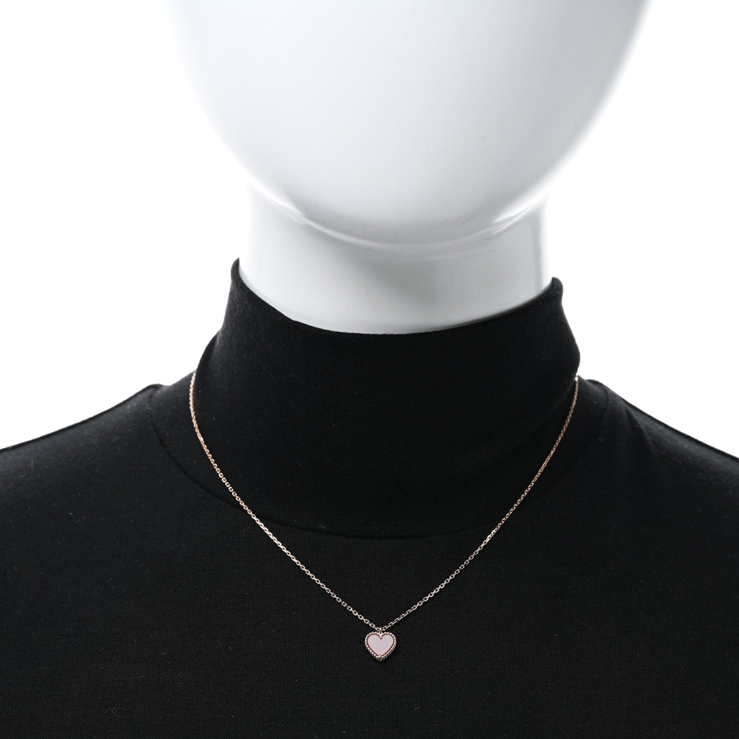 Van Cleef & Arpels 18k Rose Gold Carnelian Sweet Alhambra Heart Pendant Necklace 2 of 5