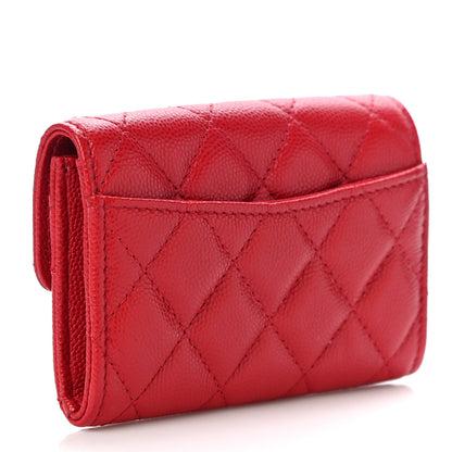 Chanel Caviar Quilted Flap Card Holder Wallet Red 3 of 12