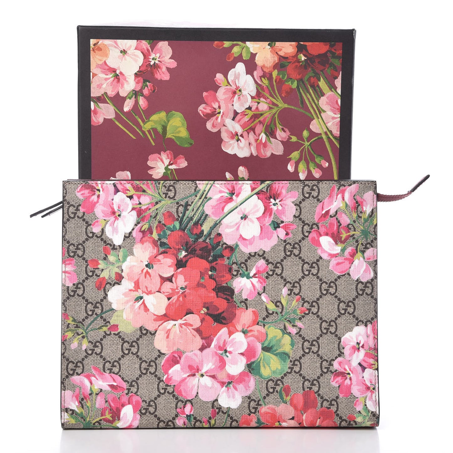 GG Supreme Monogram Blooms Large Cosmetic Case Beige Multicolor Dry Rose