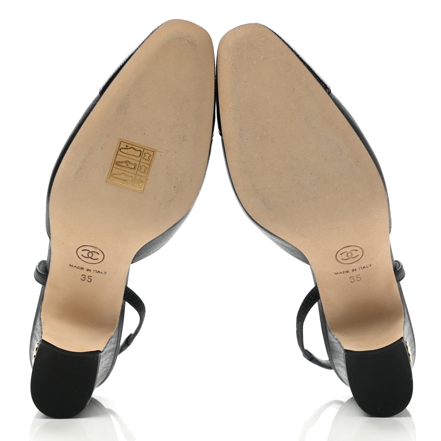 Goatskin Calfskin Cap Toe CC Slingback Sandals 35 Black