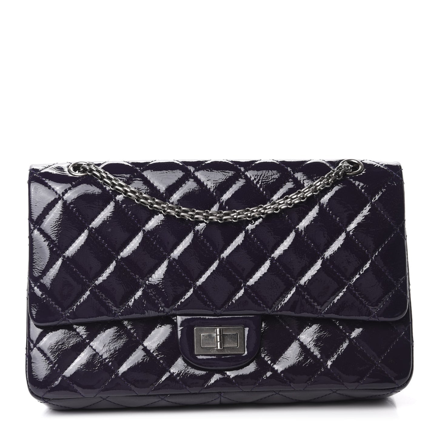 Distressed Patent Quilted 2.55 Reissue 227 Flap Purple