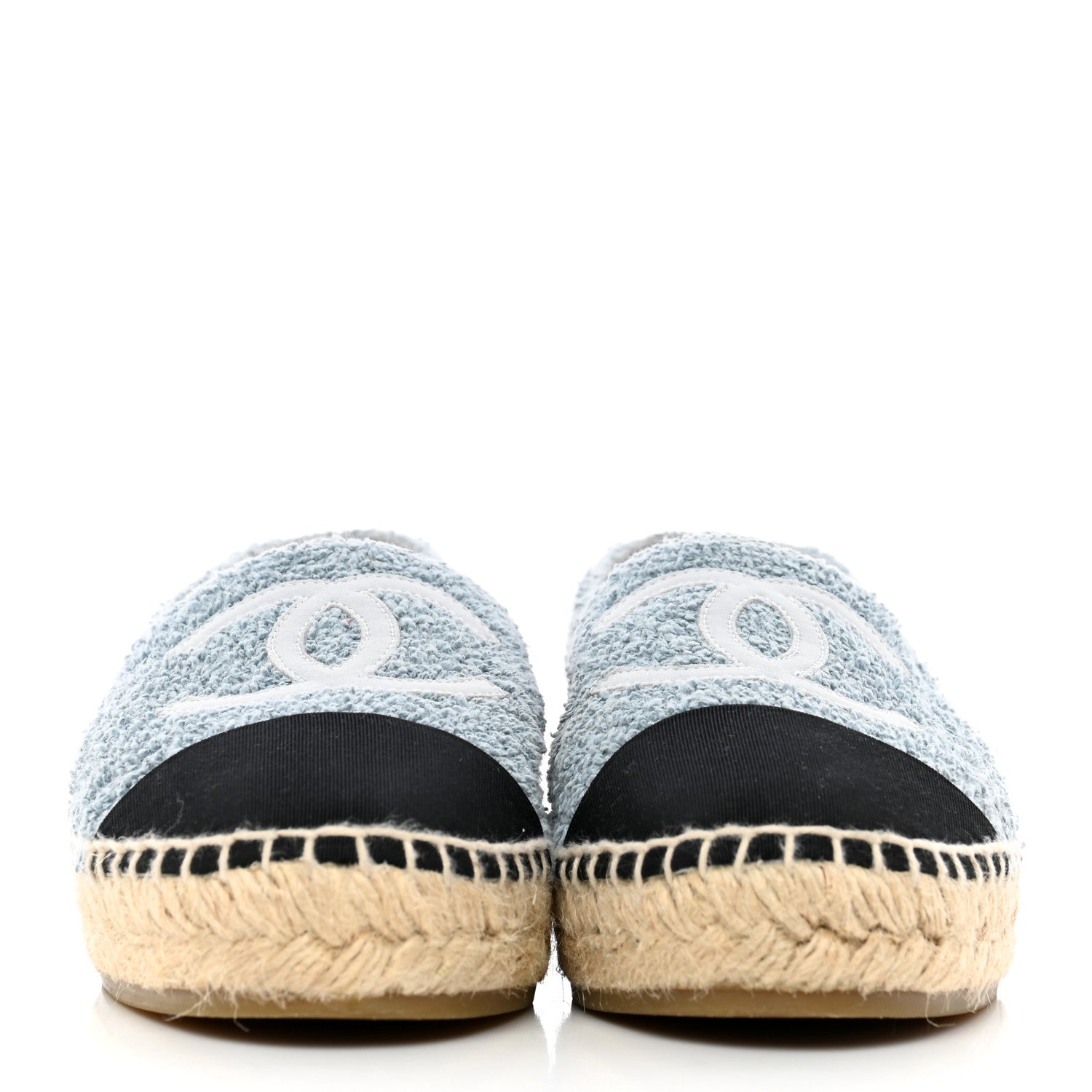 Chanel Fabric Grosgrain CC Espadrille 37 Blue Light Gray Black 2 of 14