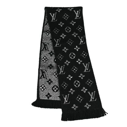Louis Vuitton Wool Silk Logomania Shine Scarf Black 2 of 4