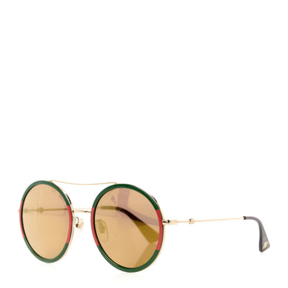 Gucci Metal Round Frame Sunglasses GG0061S Green Red 1 of 8