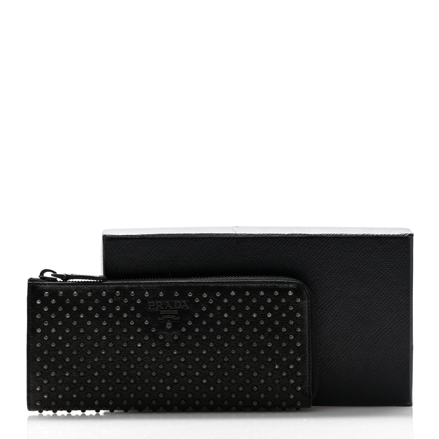 Glace Borchie Studded Zip Around Wallet Black