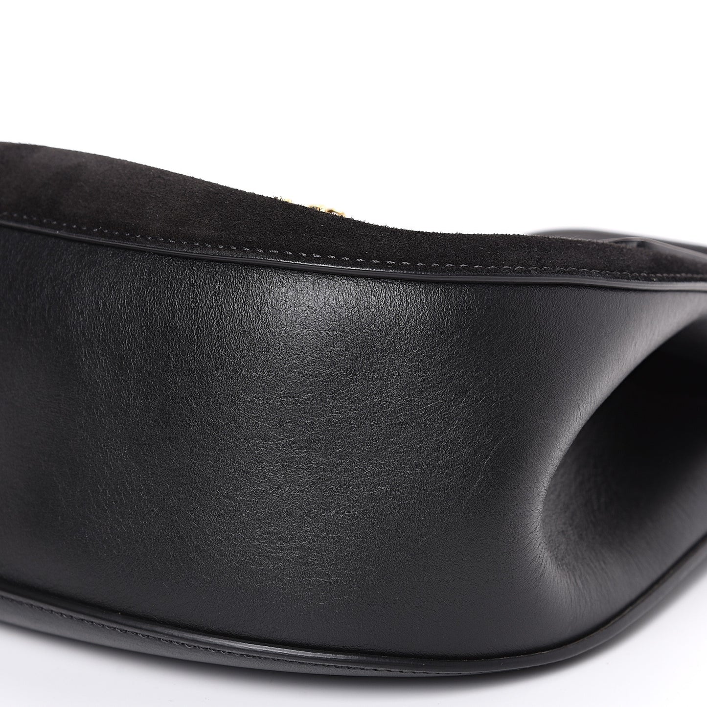 Suede Smooth Calfskin Drew Shoulder Bag Black
