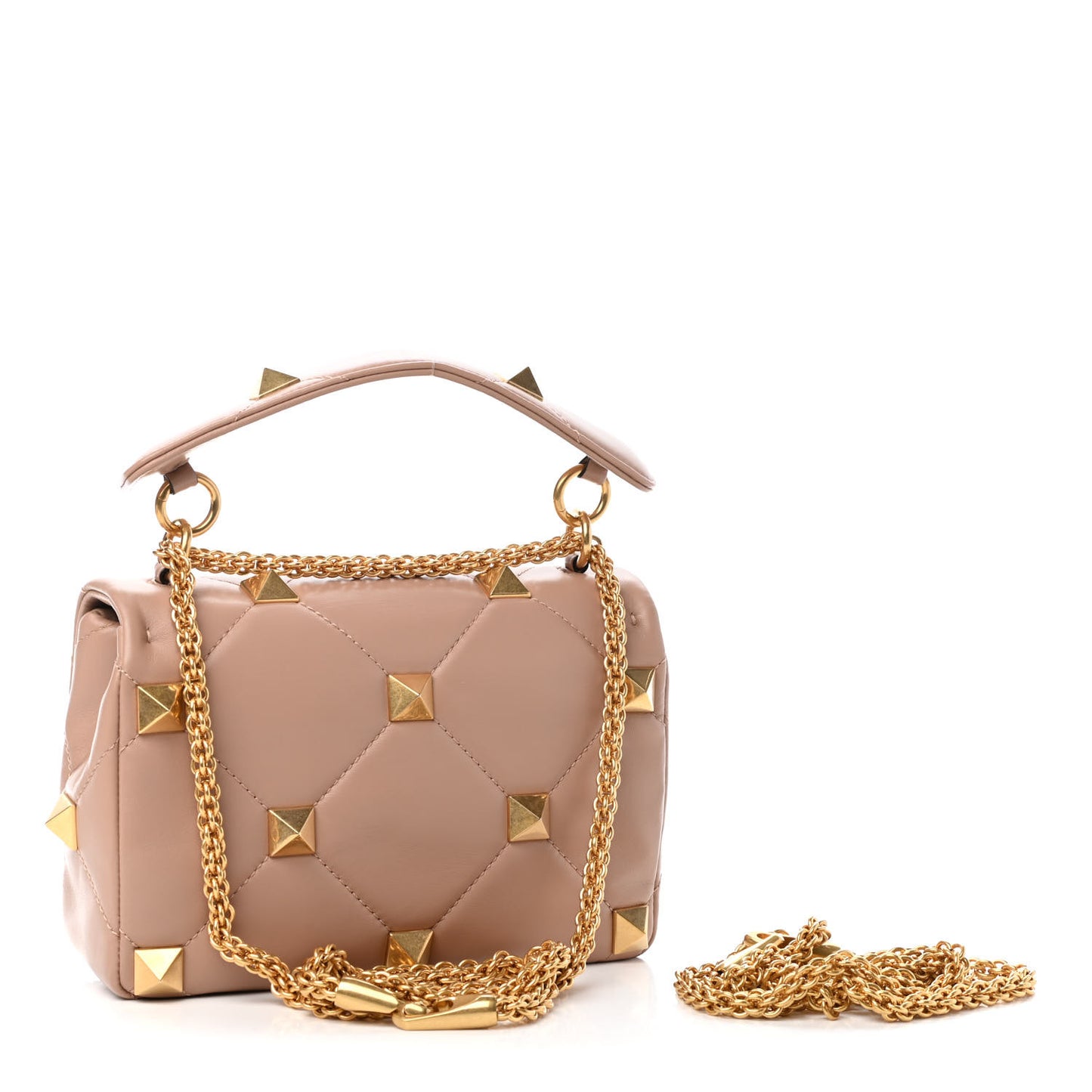 Nappa Medium Roman Stud Shoulder Bag Rose Cannelle