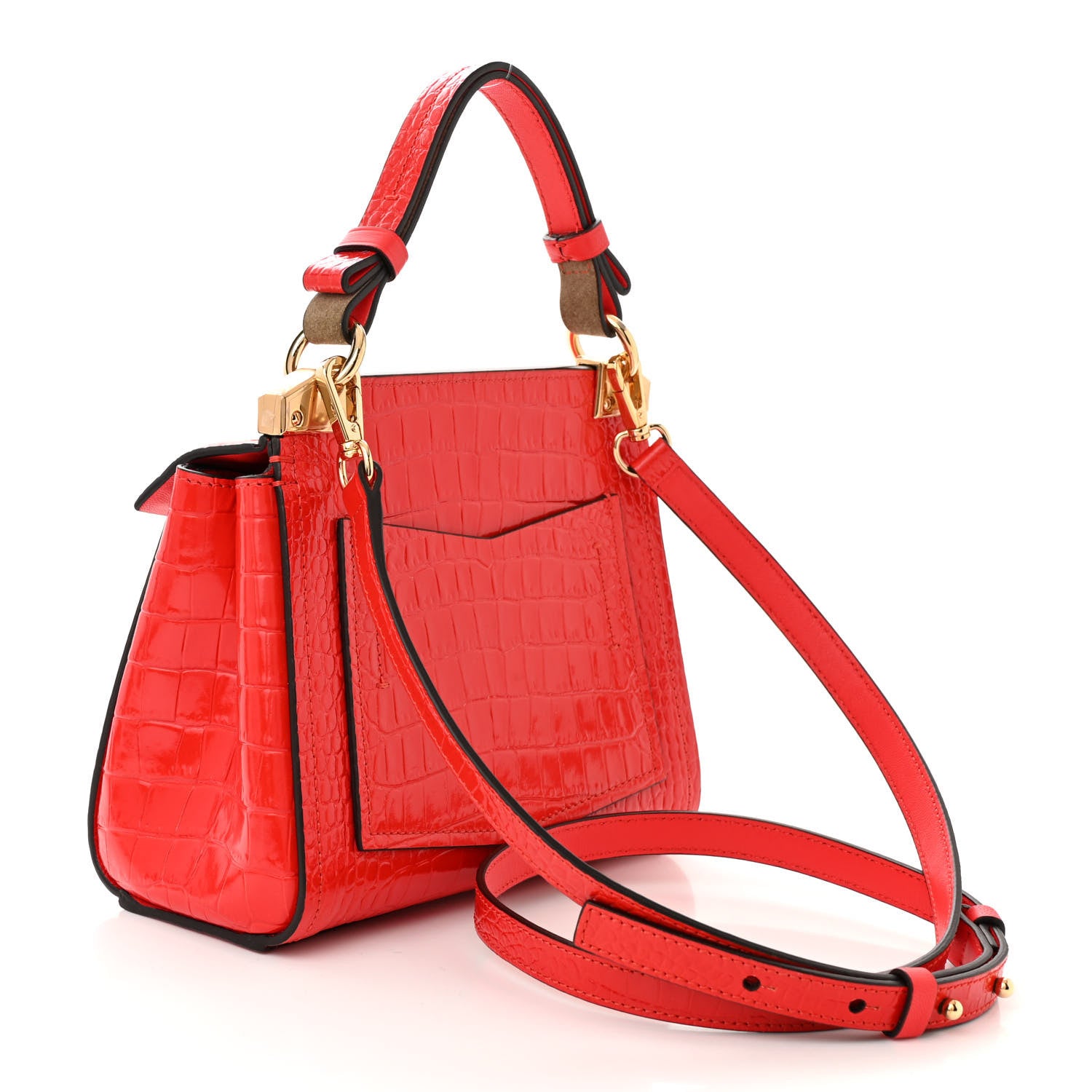 Givenchy Calfskin Crocodile Embossed Mini Mystic Shoulder Bag Red 2 of 8