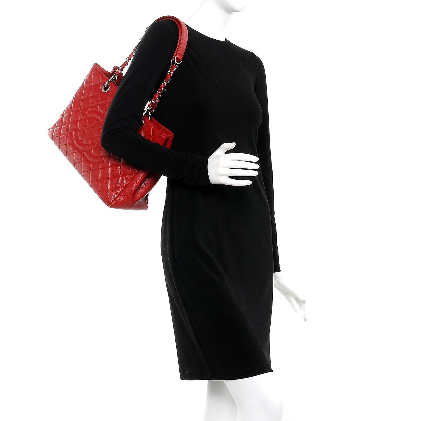 Caviar Quilted Grand Shopping Tote GST Red