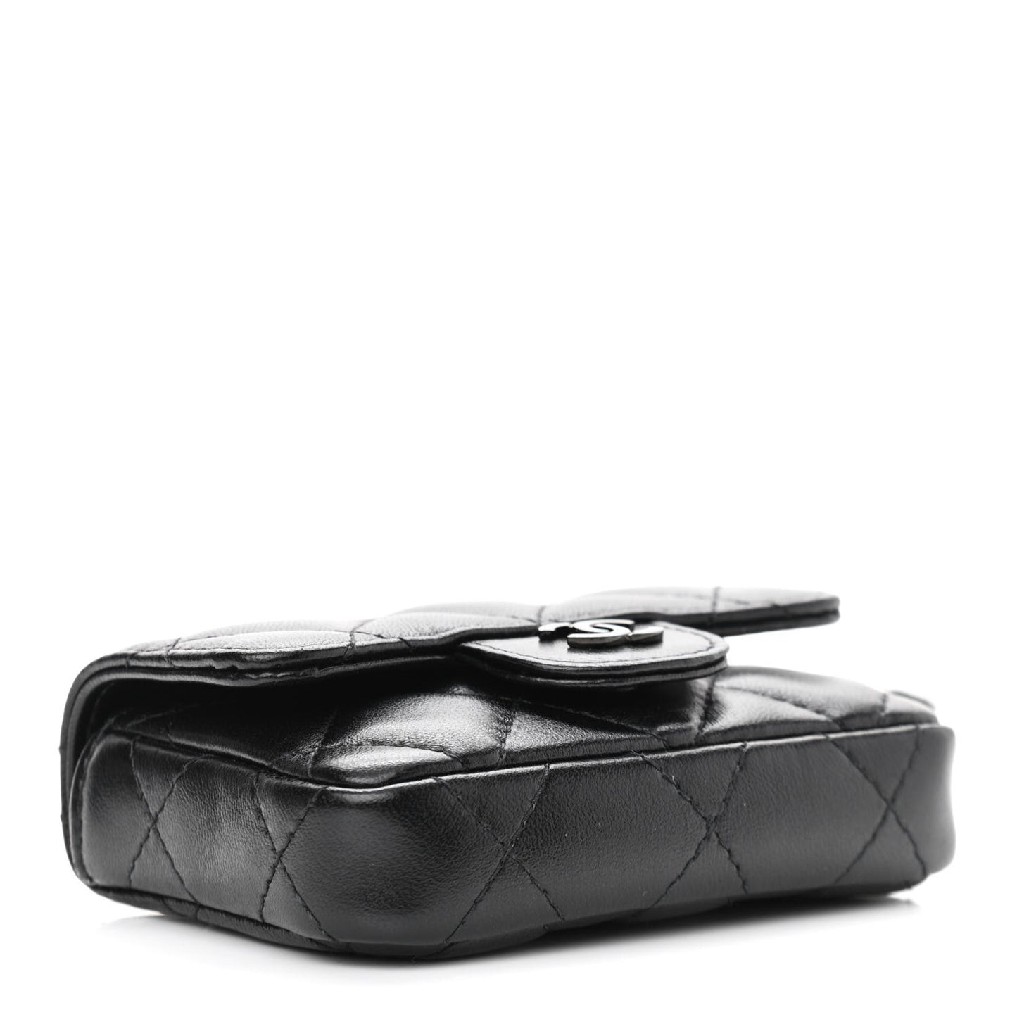 Lambskin Quilted Mini Chain Belt Bag So Black