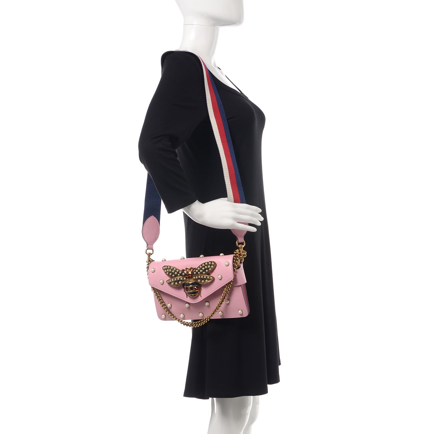 Gucci Nappa Pearl Studded Mini Queen Margaret Broadway Shoulder Bag Sugar Pink 2 of 13