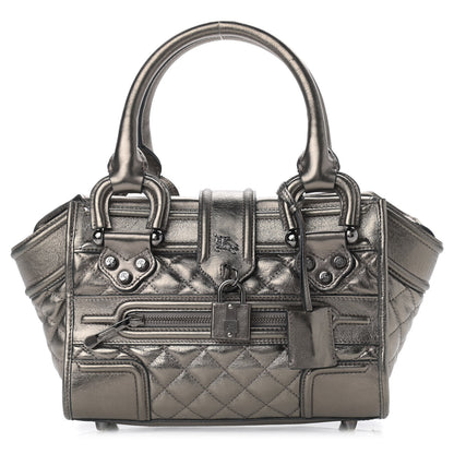 Burberry Metallic Calfskin Quilted Mini Manor Tote Pewter 1 of 11