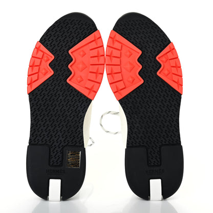 Hermes Perforated Calfskin Goatskin Bi-Color Womens C-Addict Sneakers 38 White Multicolor 4 of 4