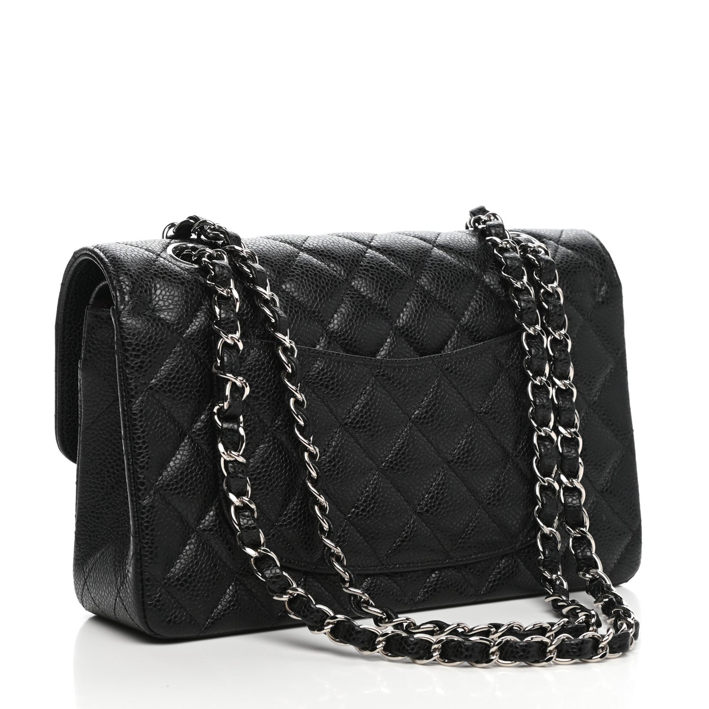 Caviar Quilted Small Double Flap Black