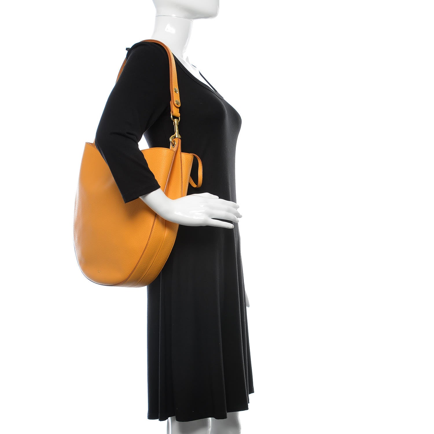 Celine Crisped Calfskin Medium Hobo Saffron 2 of 11