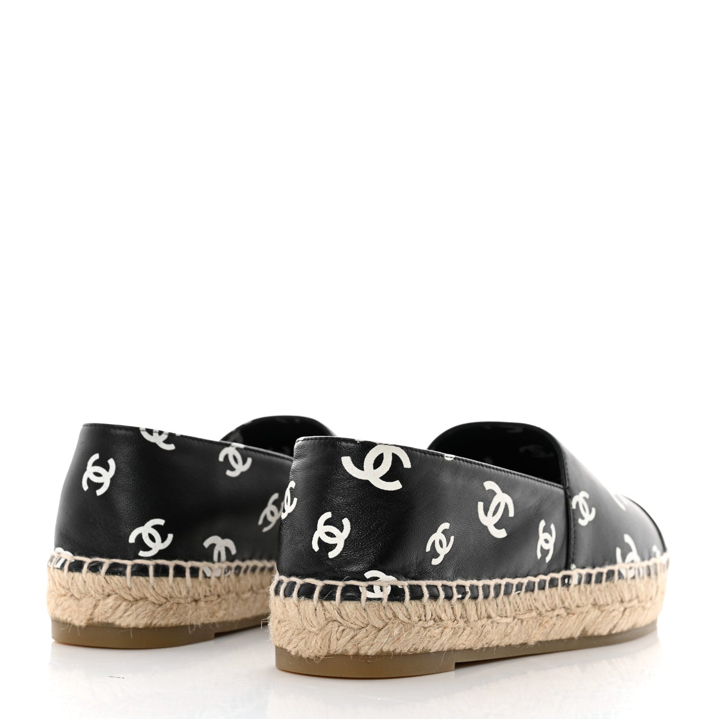 Lambskin Printed CC Espadrilles 37 Black White