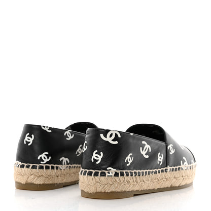 Chanel Lambskin Printed CC Espadrilles 37 Black White 4 of 10