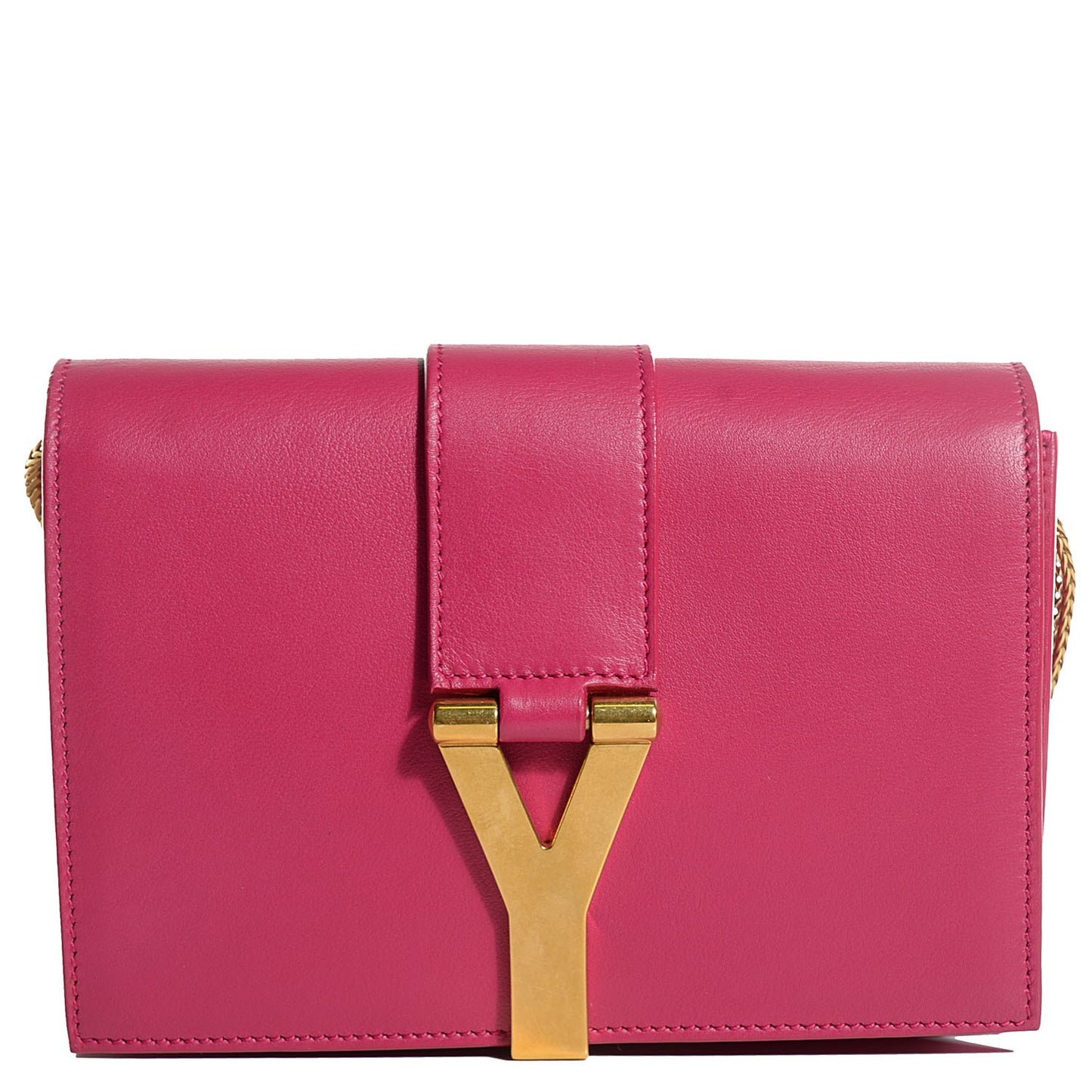 Calfskin Small Classic Y Satchel Fuchsia