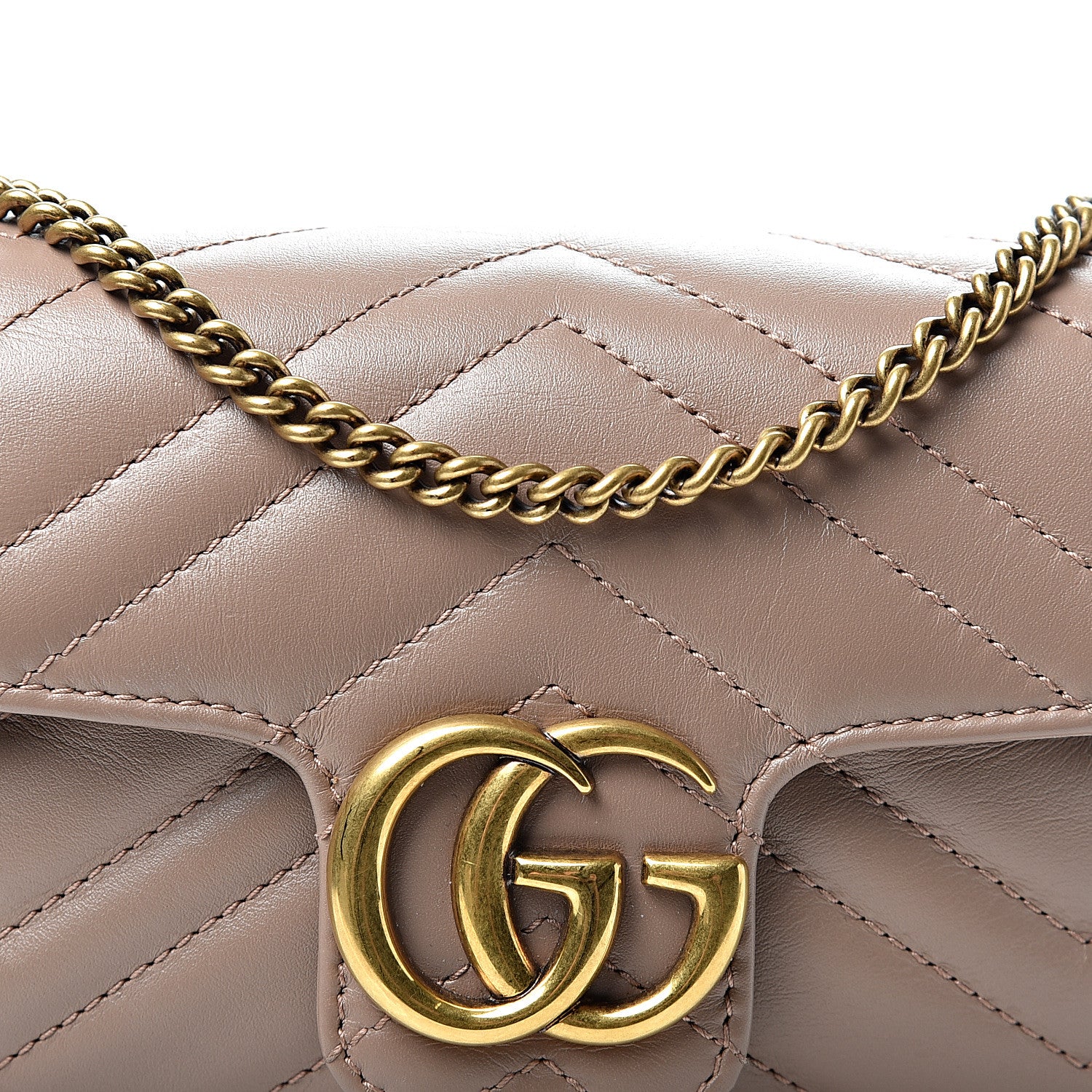 Gucci Calfskin Matelasse Super Mini GG Marmont Shoulder Bag Porcelain Rose 7 of 10