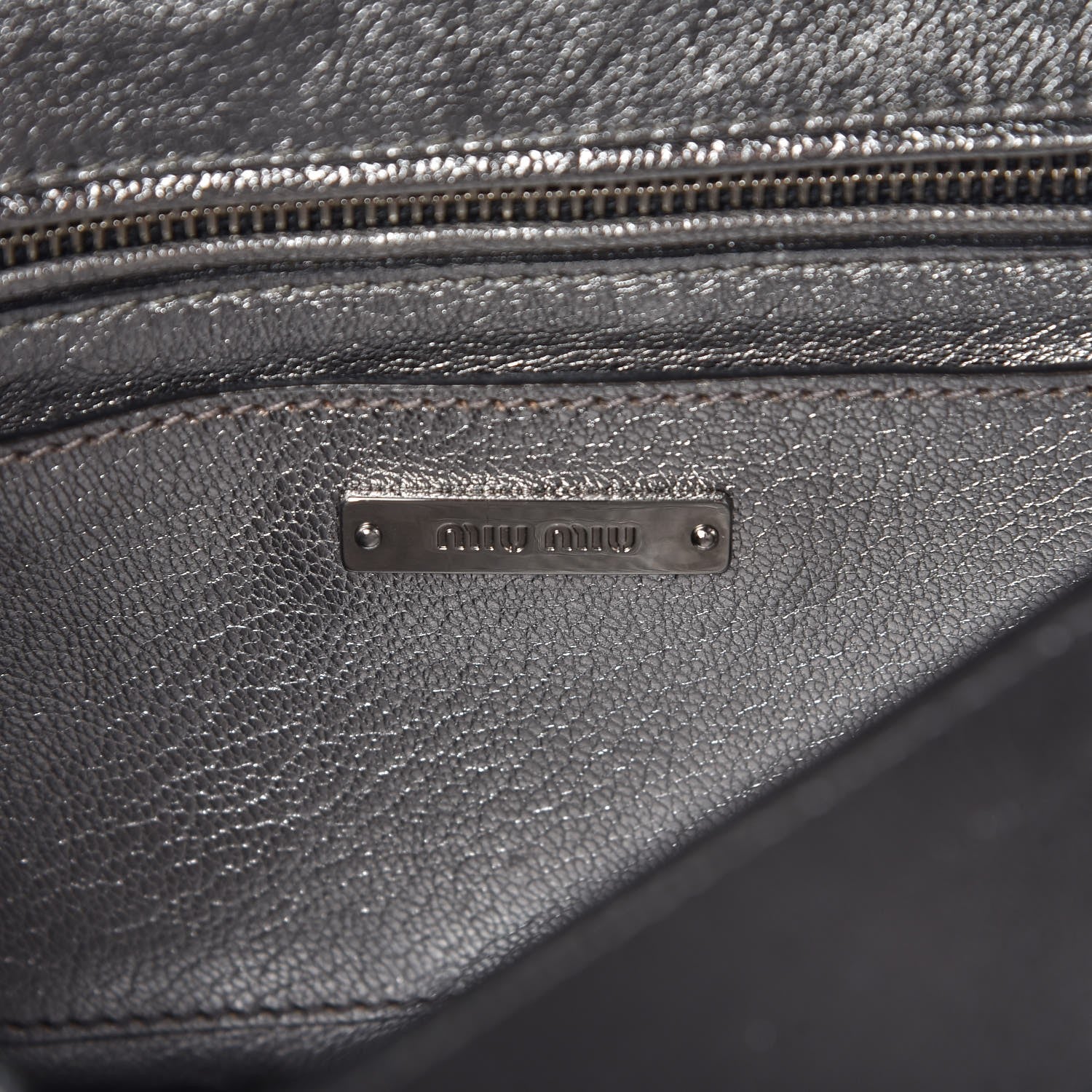 Miu Miu Metallic Goatskin Bandoliera Madras Shoulder Bag Chrome 13 of 13