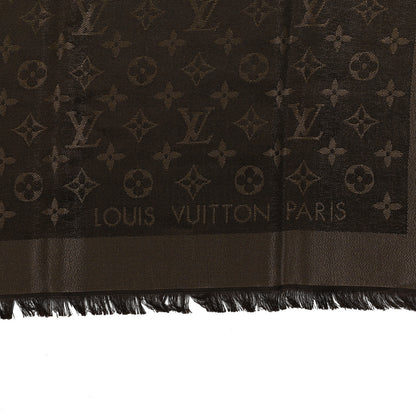 Louis Vuitton Silk Lurex Wool Monogram Shine Shawl Marron 2 of 3