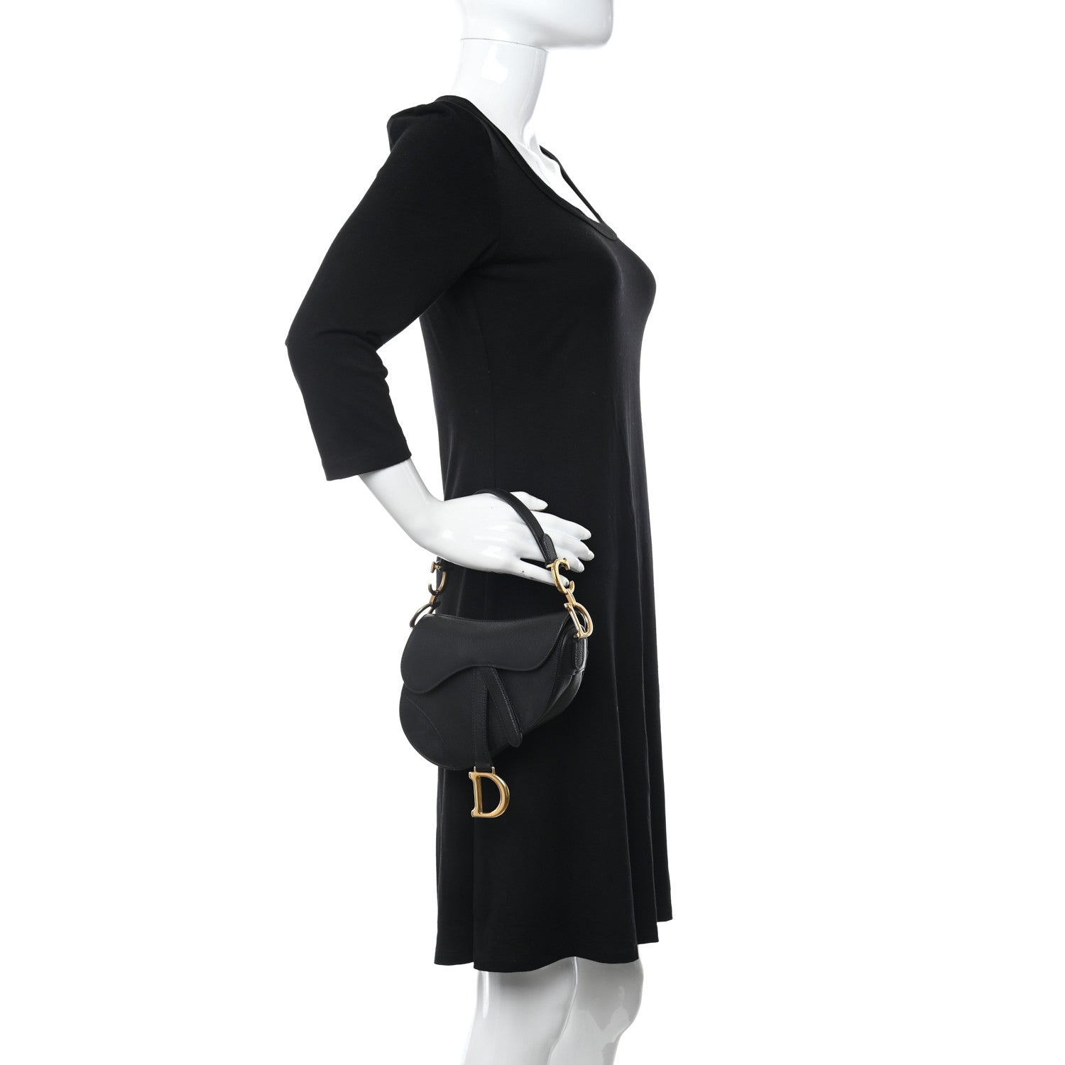 Christian Dior Grained Calfskin Mini Saddle Bag Black 2 of 7
