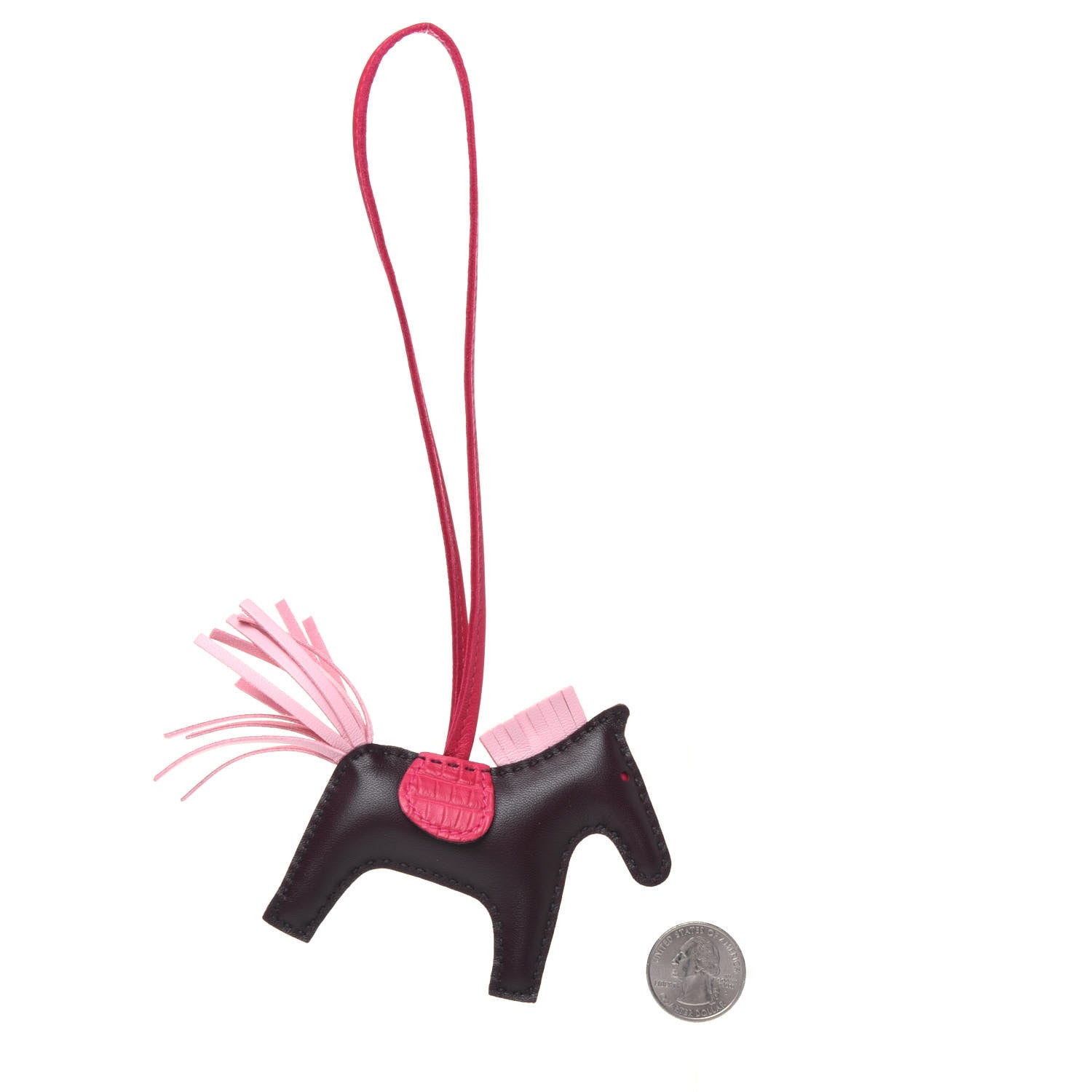 Hermes Milo Lambskin Matte Alligator Touch Grigri Rodeo Horse Bag Charm PM Rouge Sellier Framboise Rose Sakura 2 of 5