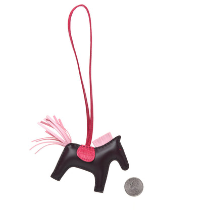 Hermes Milo Lambskin Matte Alligator Touch Grigri Rodeo Horse Bag Charm PM Rouge Sellier Framboise Rose Sakura 2 of 5