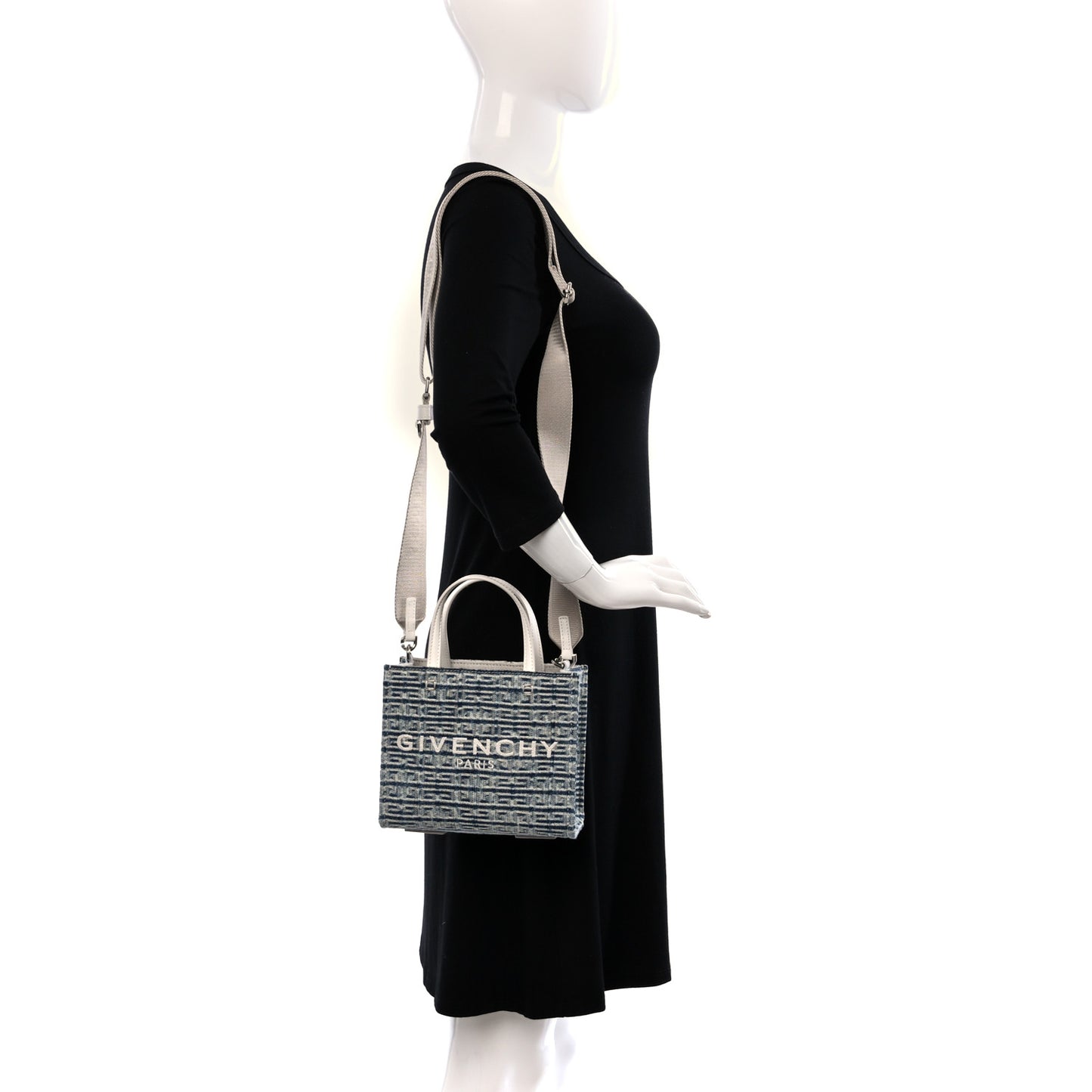 Washed Denim Mini G Shopping Tote Blue