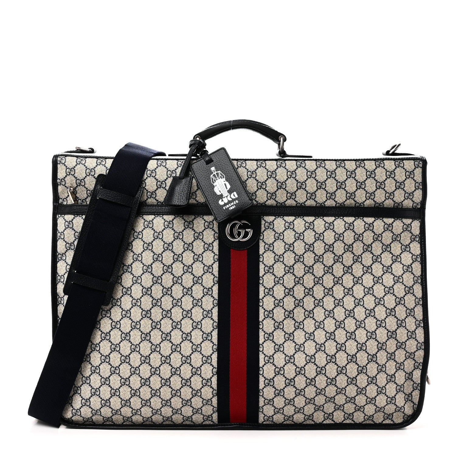 Gucci GG Supreme Monogram Web Savoy Garment Bag Beige Blue 1 of 9