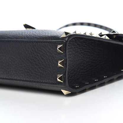 Valentino Garavani Pebbled Calfskin Medium Rockstud Flip Lock Crossbody Bag Black 8 of 9