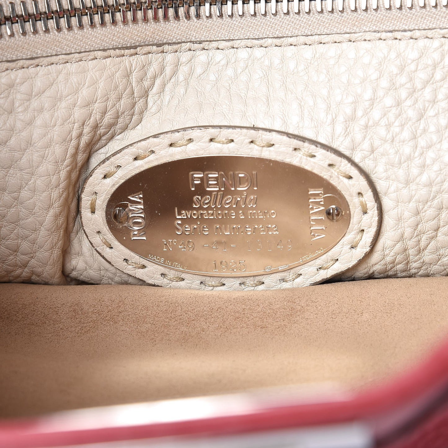 Cuoio Romano Selleria Bi-Color Large Peekaboo Iconic Satchel Rosso Latte