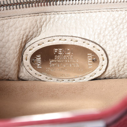 Fendi Cuoio Romano Selleria Bi-Color Large Peekaboo Iconic Satchel Rosso Latte 7 of 14