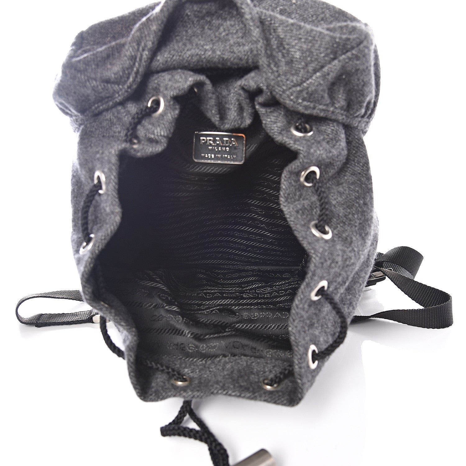 Prada Wool Single Buckle Backpack Grey 4 of 8