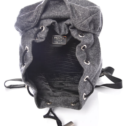 Prada Wool Single Buckle Backpack Grey 4 of 8