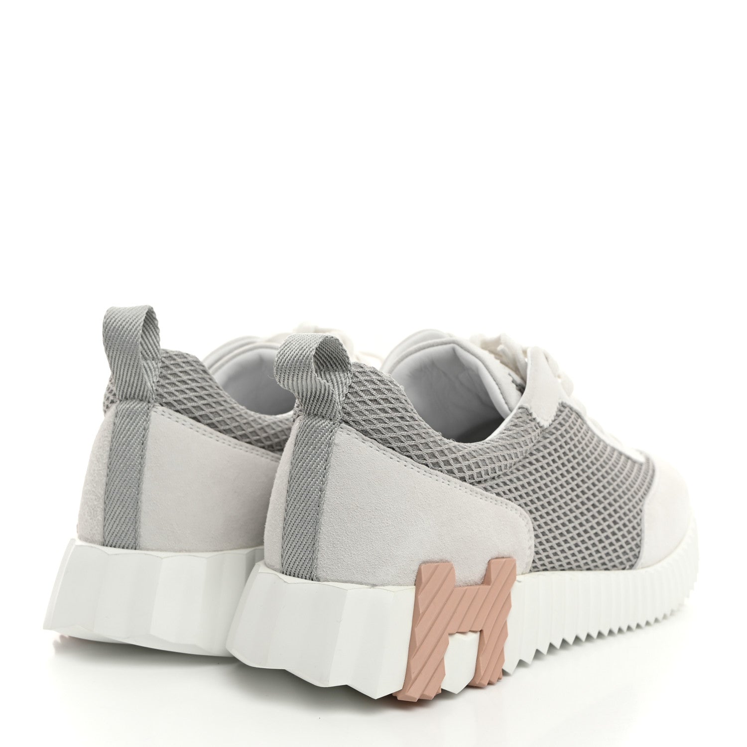 Hermes Air Mesh Suede Goatskin Bouncing Sneakers 38 Gris Lulea White 4 of 8