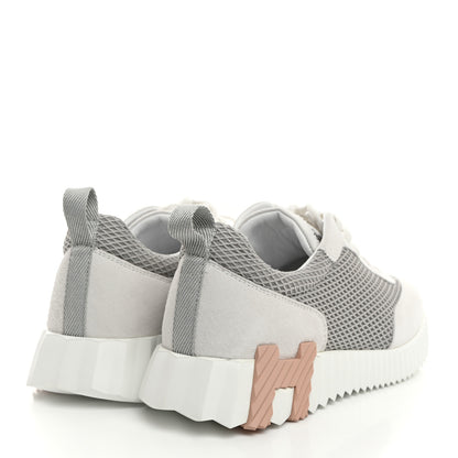 Hermes Air Mesh Suede Goatskin Bouncing Sneakers 38 Gris Lulea White 4 of 8