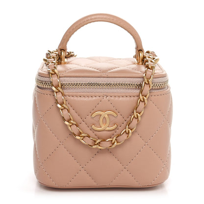 Chanel Lambskin Quilted Top Handle Mini Vanity Case With Chain Beige 1 of 11