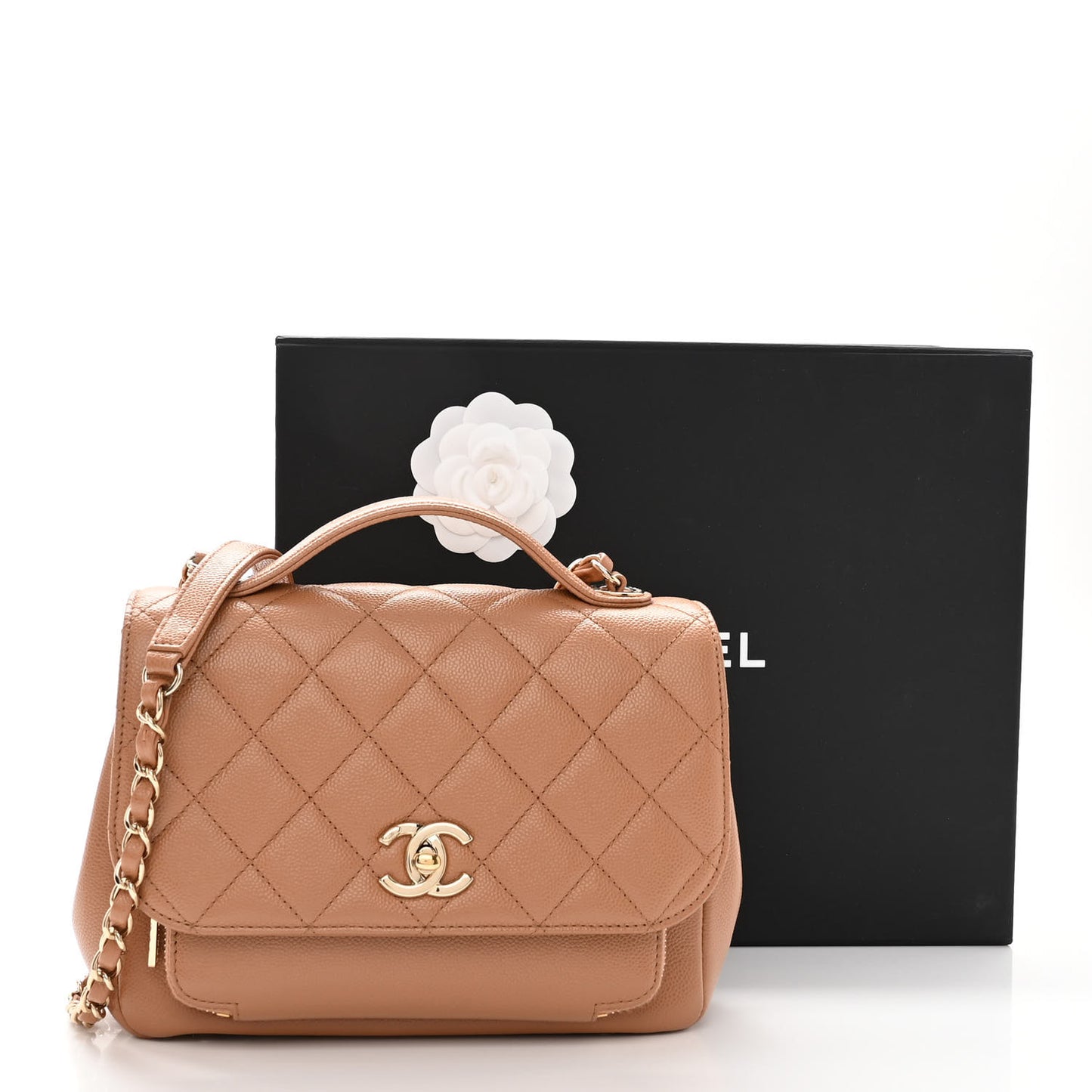Caviar Quilted Medium Business Affinity Flap Brown