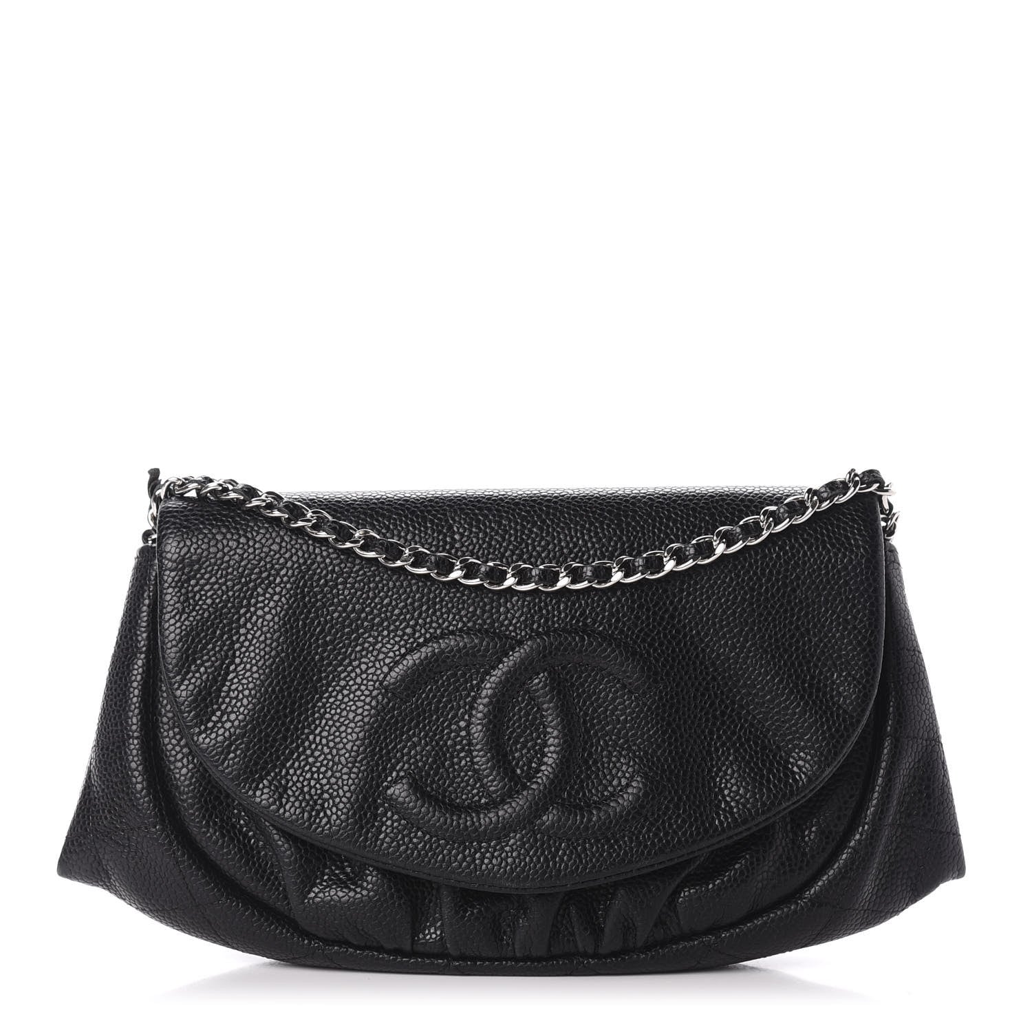 Chanel Caviar Half Moon Wallet On Chain WOC Black 1 of 11