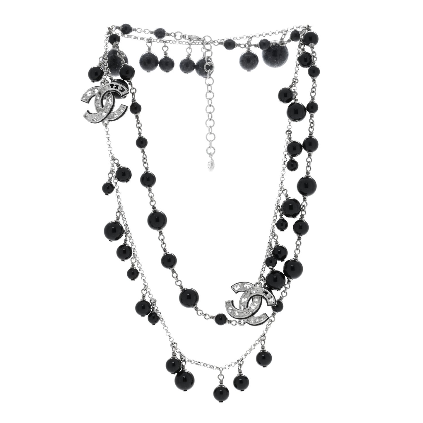 Ruthenium Beaded CC Long Necklace