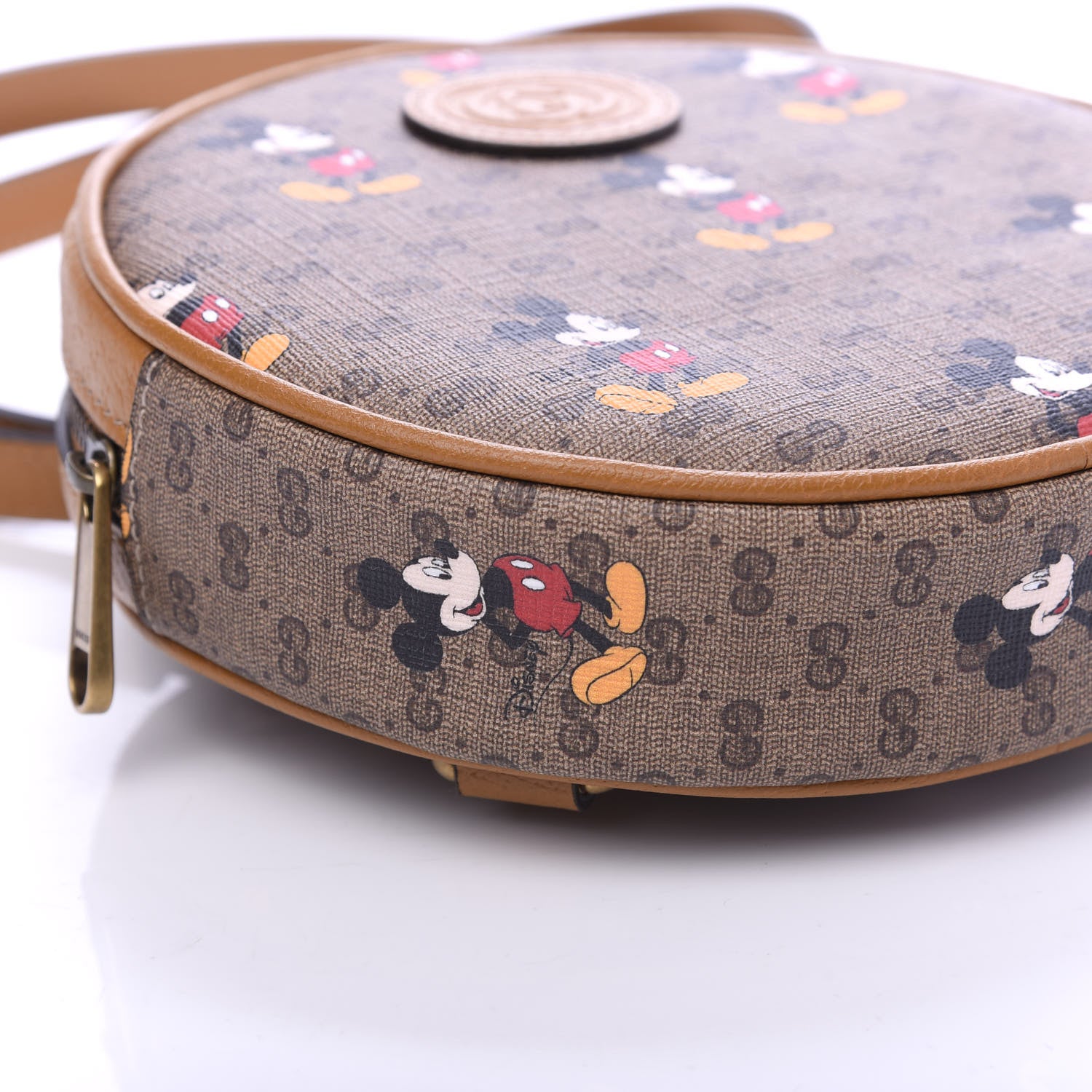 Gucci X DISNEY Mini Vintage GG Supreme Monogram Mickey Mouse Round Backpack Beige Vintage Sun Oil 5 of 9